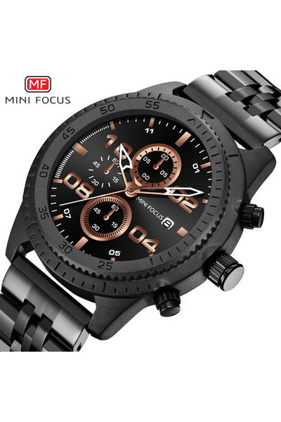Buy Mini Focus Black Stainless Steel Black Dial Quartz Watch for Gents- MF0230G-04 in Pakistan