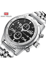 Buy Mini Focus Silver Stainless Steel Black Dial Quartz Watch for Gents- MF0230G-02 in Pakistan