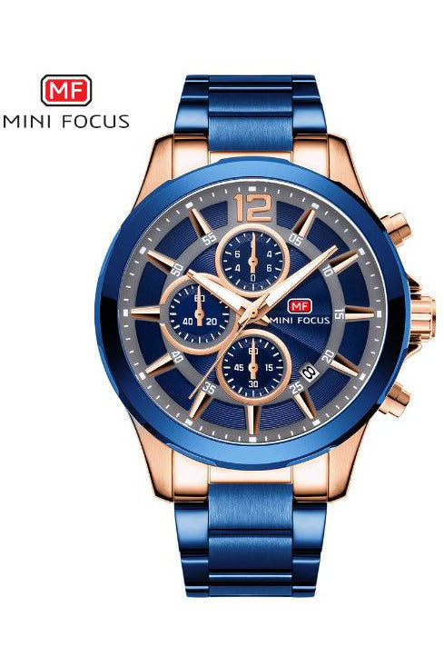 Buy Mini Focus Blue Stainless Steel Blue Dial Quartz Watch for Gents- MF0237G-01 in Pakistan