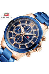 Buy Mini Focus Blue Stainless Steel Blue Dial Quartz Watch for Gents- MF0237G-01 in Pakistan