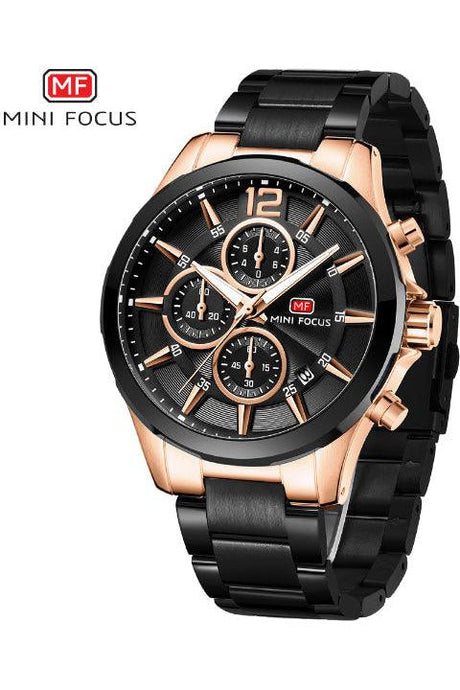 Buy Mini Focus Dark Grey Stainless Steel Black Dial Quartz Watch for Gents- MF0237G-02 in Pakistan