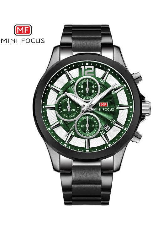 Buy Mini Focus Dark Grey Stainless Steel Green Dial Quartz Watch for Gents- MF0237G-03 in Pakistan