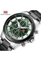 Buy Mini Focus Dark Grey Stainless Steel Green Dial Quartz Watch for Gents- MF0237G-03 in Pakistan