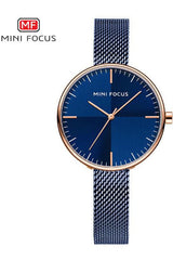 Buy Mini Focus Blue Stainless Steel Mesh Blue Dial Quartz Watch for Ladies- MF0275L-04 in Pakistan