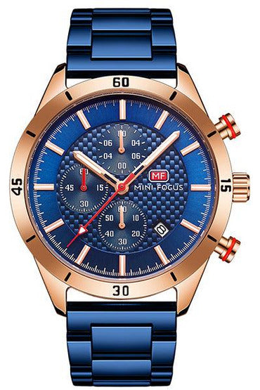 Buy Mini Focus Blue Stainless Steel Blue 44 mm Dial Quartz Gents Chronograph Watch- MF0283G-02 in Pakistan