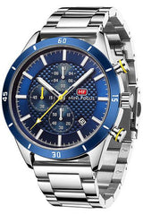 Buy Mini Focus Silver Stainless Steel Blue 44 mm Dial Quartz Gents Chronograph Watch- MF0283G-03 in Pakistan