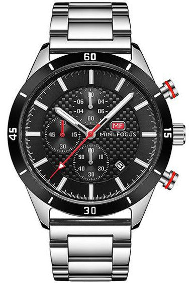 Buy Mini Focus Silver Stainless Steel Black 44 mm Dial Quartz Gents Chronograph Watch- MF0283G-04 in Pakistan