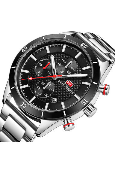 Buy Mini Focus Silver Stainless Steel Black 44 mm Dial Quartz Gents Chronograph Watch- MF0283G-04 in Pakistan