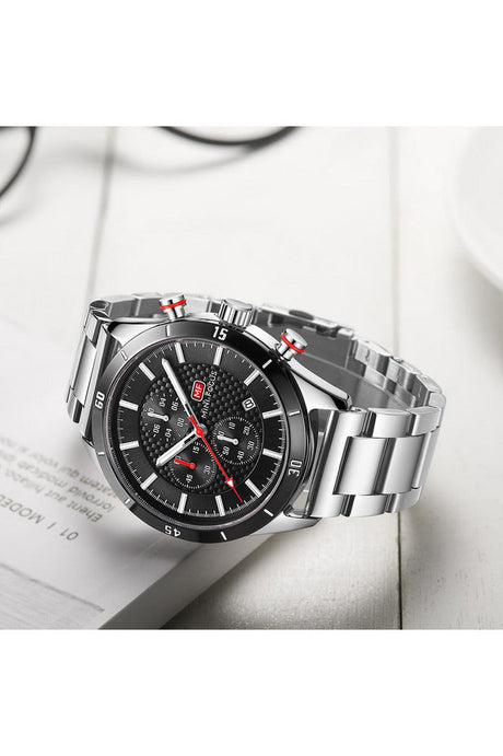 Buy Mini Focus Silver Stainless Steel Black 44 mm Dial Quartz Gents Chronograph Watch- MF0283G-04 in Pakistan
