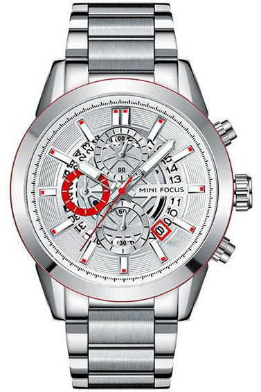 Buy Mini Focus Silver Stainless Steel Silver 46 mm Dial Quartz Chronograph Gents Watch- MF0285G-01 in Pakistan