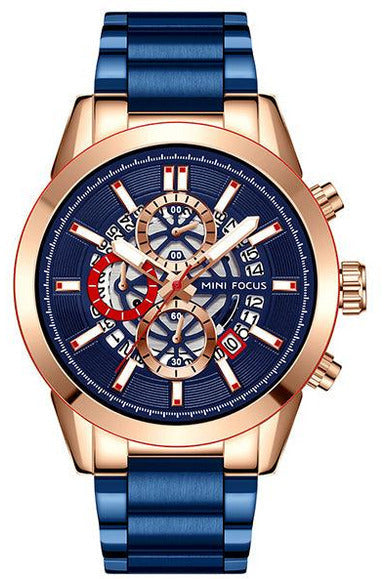 Buy Mini Focus Blue Stainless Steel Blue 46 mm Dial Quartz Gents Chronograph Watch- MF0285G-02 in Pakistan