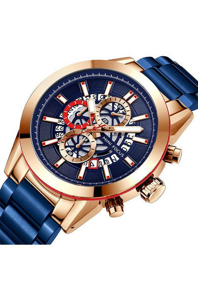 Buy Mini Focus Blue Stainless Steel Blue 46 mm Dial Quartz Gents Chronograph Watch- MF0285G-02 in Pakistan