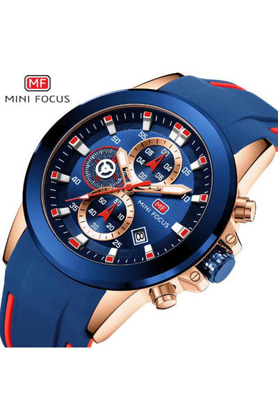 Buy Mini Focus Blue Silicone Blue Dial Quartz Watch for Gents- MF0287G-01 in Pakistan