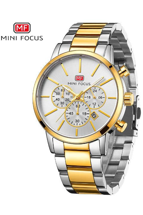 Buy Mini Focus Two-Tone Stainless Steel Silver Dial Quartz Watch for Gents- MF0294G-02 in Pakistan