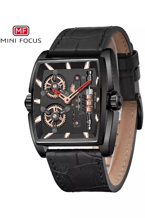 Buy Mini Focus Black Leather  Silver Dial Quartz Watch for Gents- MF0322G-01 in Pakistan