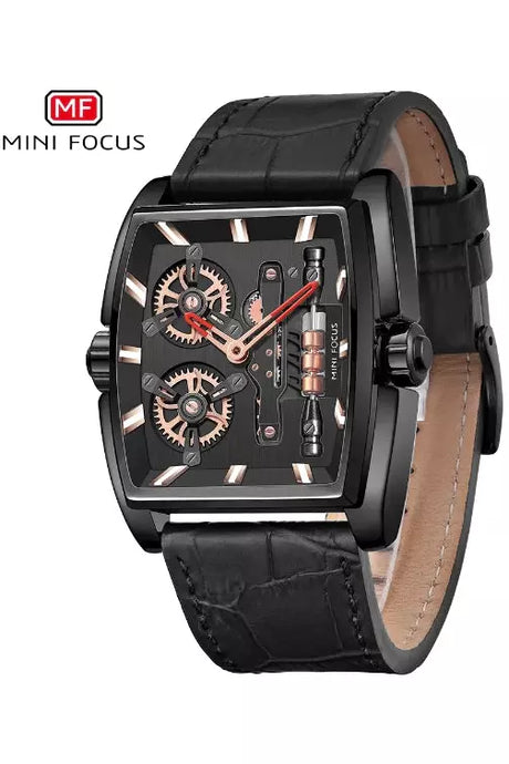 Buy Mini Focus Black Leather  Silver Dial Quartz Watch for Gents- MF0322G-01 in Pakistan