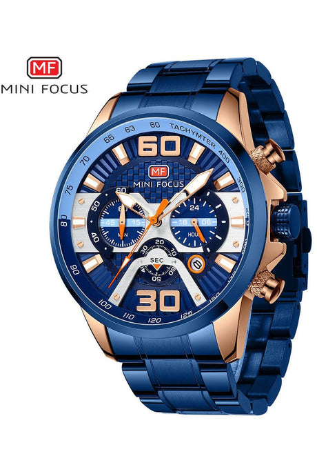 Buy Mini Focus  Blue Stainless Steel Blue Dial Quartz Watch for Gents- MF0336G-02 in Pakistan