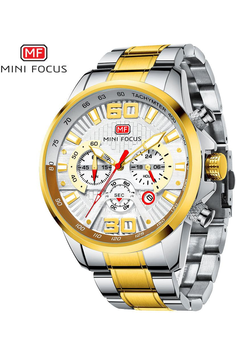 Buy Mini Focus  Two-Tone Stainless Steel White Dial Quartz Watch for Gents- MF0336G-03 in Pakistan
