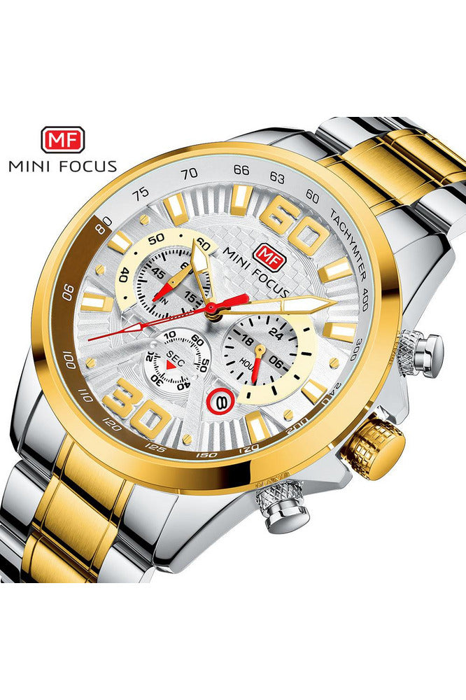 Buy Mini Focus  Two-Tone Stainless Steel White Dial Quartz Watch for Gents- MF0336G-03 in Pakistan