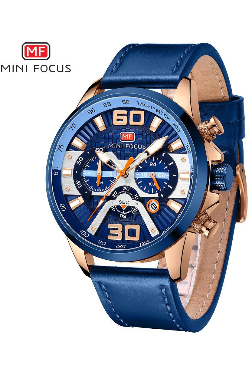 Buy Mini Focus  Blue Leather Blue Dial Quartz Watch for Gents- MF0336G-07 in Pakistan