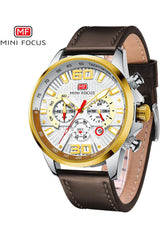 Buy Mini Focus Brown Leather White Dial Quartz Watch for Gents- MF0336G-08 in Pakistan