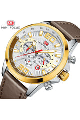 Buy Mini Focus Brown Leather White Dial Quartz Watch for Gents- MF0336G-08 in Pakistan