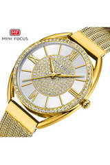 Buy Mini Focus  Gold Stainless Steel Mesh White Dial Japanese Watch for Ladies- MF0425L-02 in Pakistan