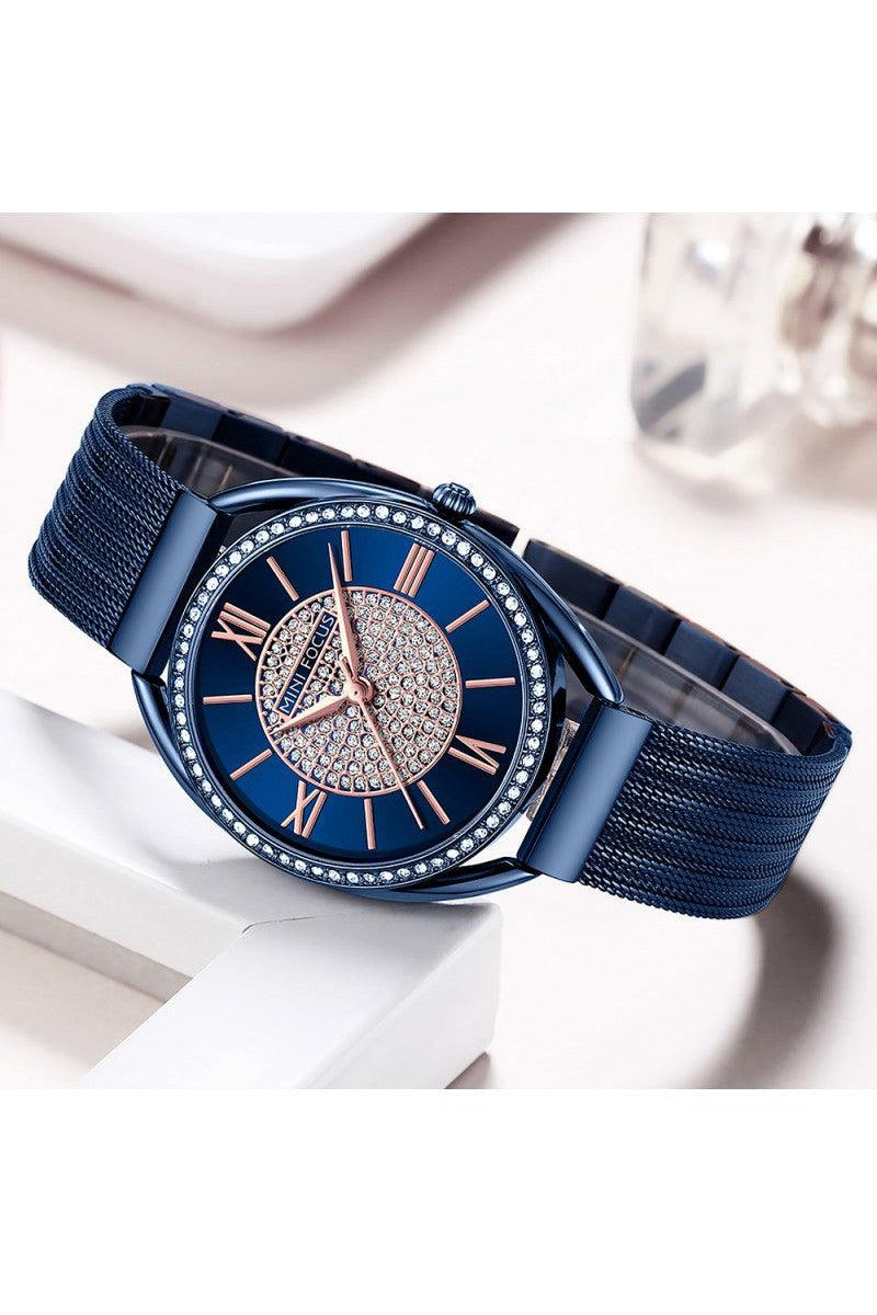 Buy Mini Focus Blue Stainless Steel Mesh Blue Dial Japanese Watch for Ladies- MF0425L-04 in Pakistan