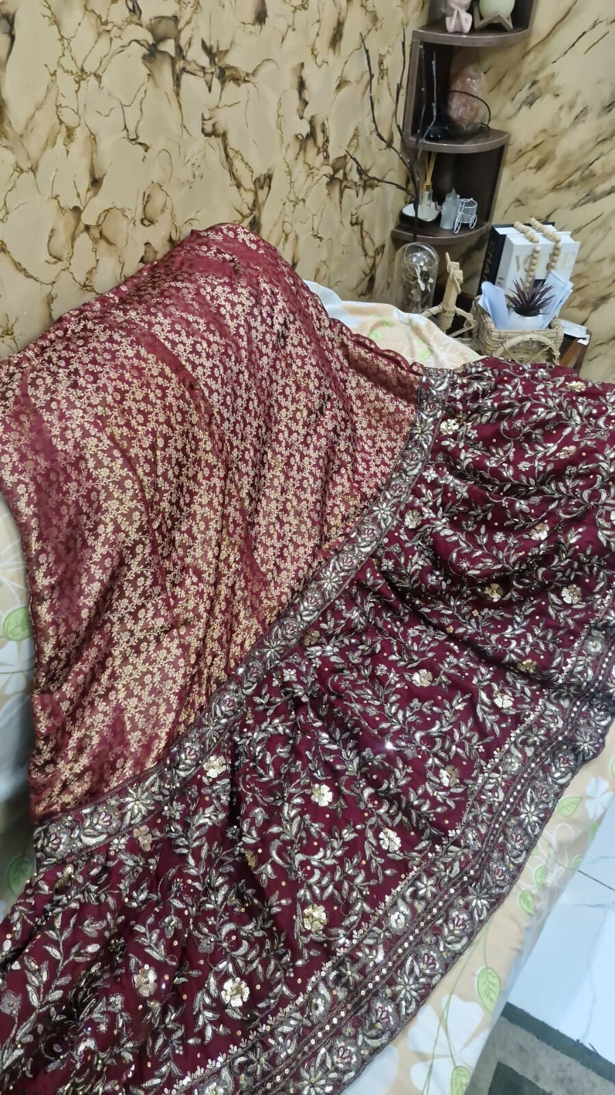 Haseens Officials | Maroon | Bridal Lehnga( Surkhaab) | Women Bridals | Large | Worn Once
