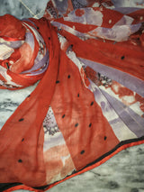 Beautiful Red Chiffon Duppata | Women Accessories | Duppata | Large | Worn Once