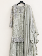 Sha Posh | Ghararas, Shararas & Lehngas | Women Branded Formals | Medium | Silver | Worn Once