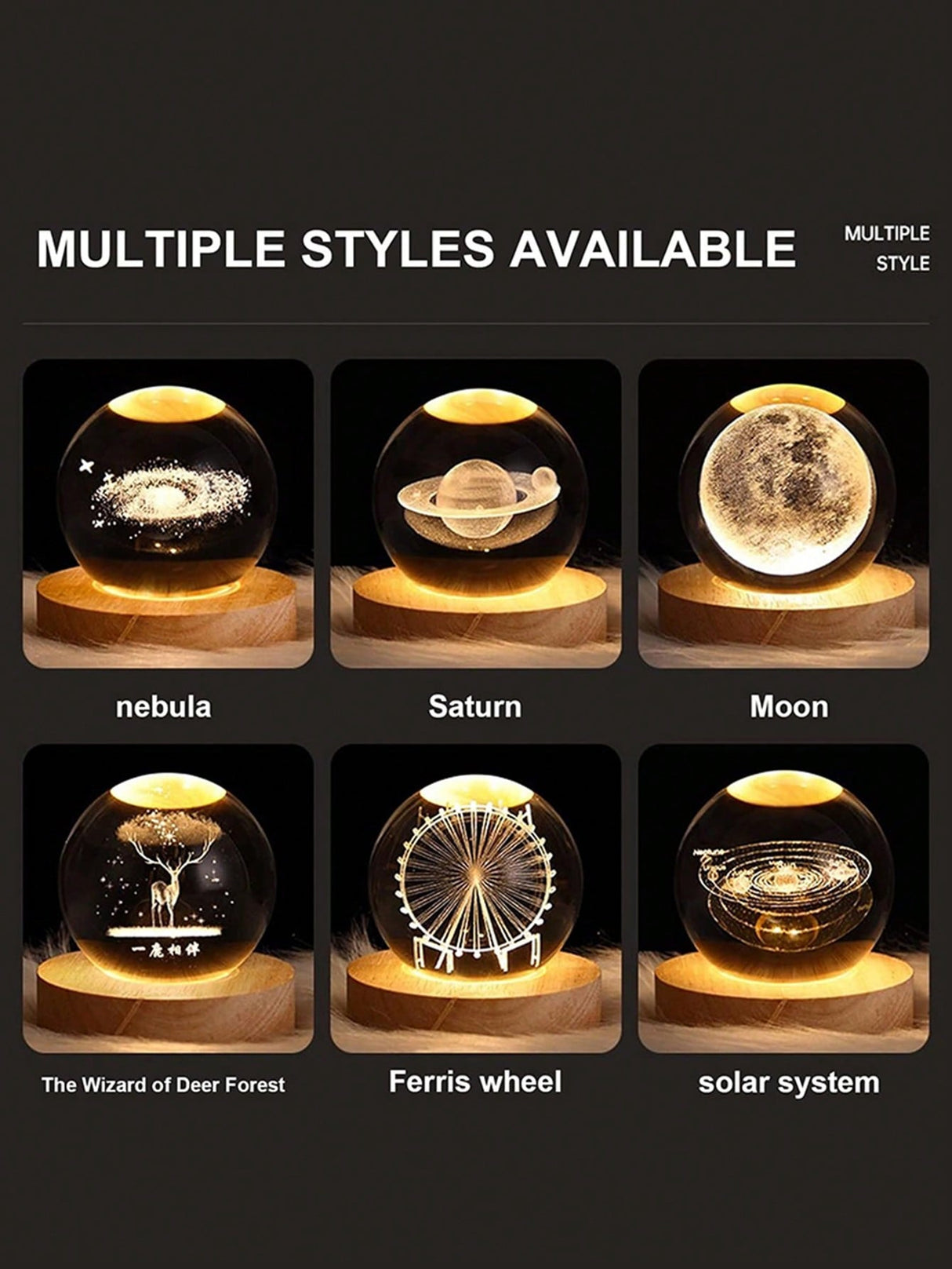 Buy SHEIN 3D Crystal Ball Solar System Led Night Light in Pakistan