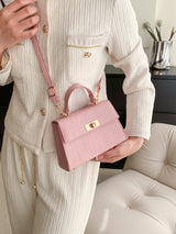 Buy SHEIN Mini Crocodile Embossed Twist Lock Flap Square Bag in Pakistan