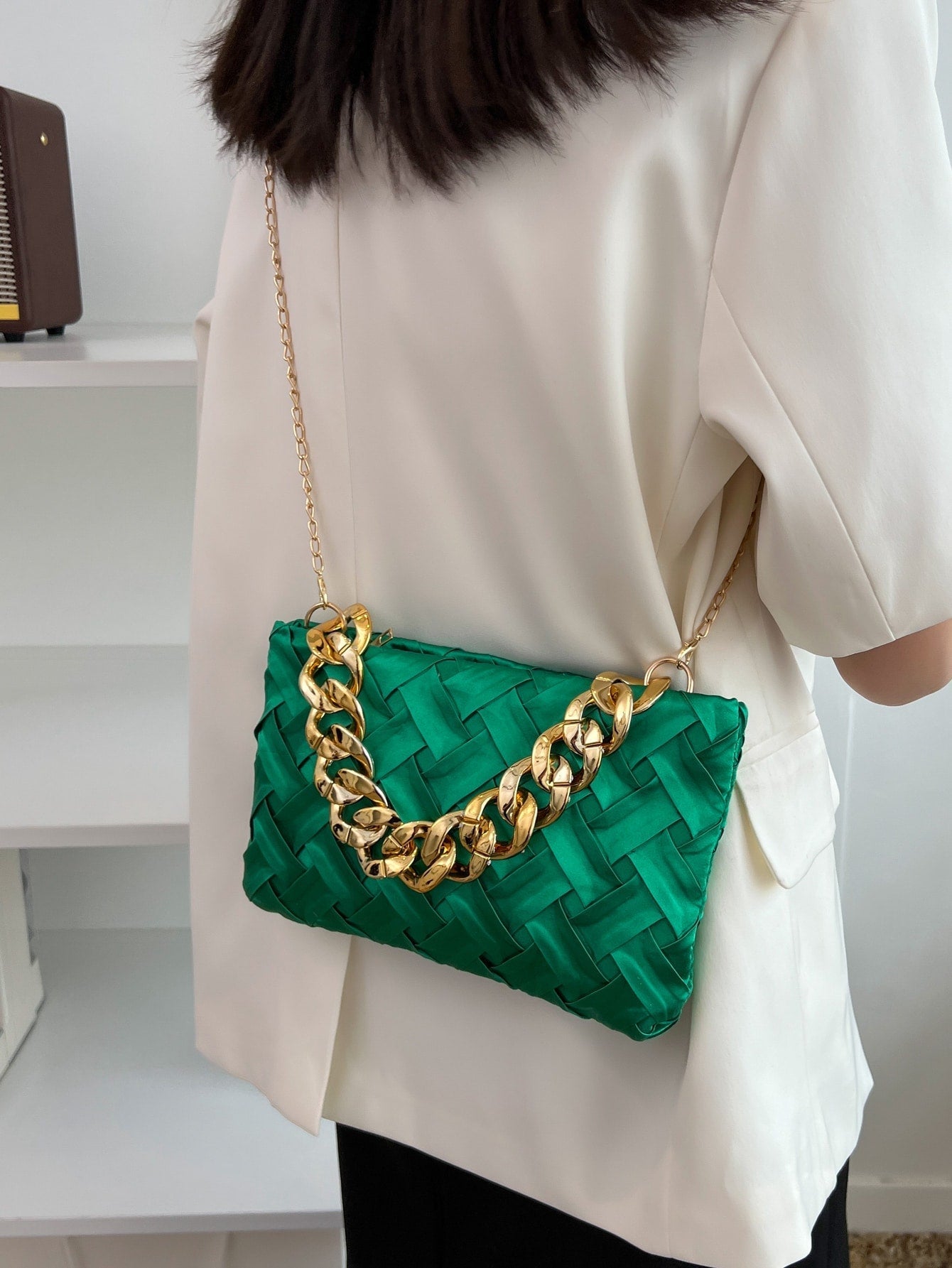 Buy SHEIN Minimalist Braided Design Square Bag in Pakistan
