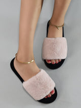 Buy SHEIN Minimalist Fuzzy Bedroom Slippers, Slip-on Pink Fashion Solid Color Women's Indoor Slippers in Pakistan