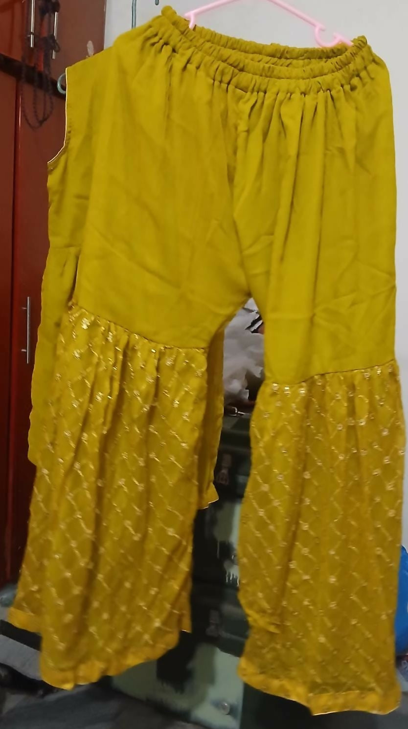 Mehndi Party Wear | Women Locally Made Formals | Ghararas, Shararas & Lehngas | Yellow | Medium | Worn Once