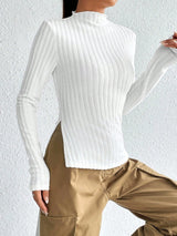 Buy SHEIN Mock Neck Ribbed Knit Tee in Pakistan
