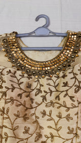 Zari Embroidery Maxi | Women Frocks & Maxis | Beige | Medium | Preloved