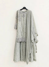 Sha Posh | Ghararas, Shararas & Lehngas | Women Branded Formals | Medium | Silver | Worn Once