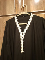 Beautiful Black & White Aplic Work Kurta & Dopatta | Women Locally Made Kurta | Large | New