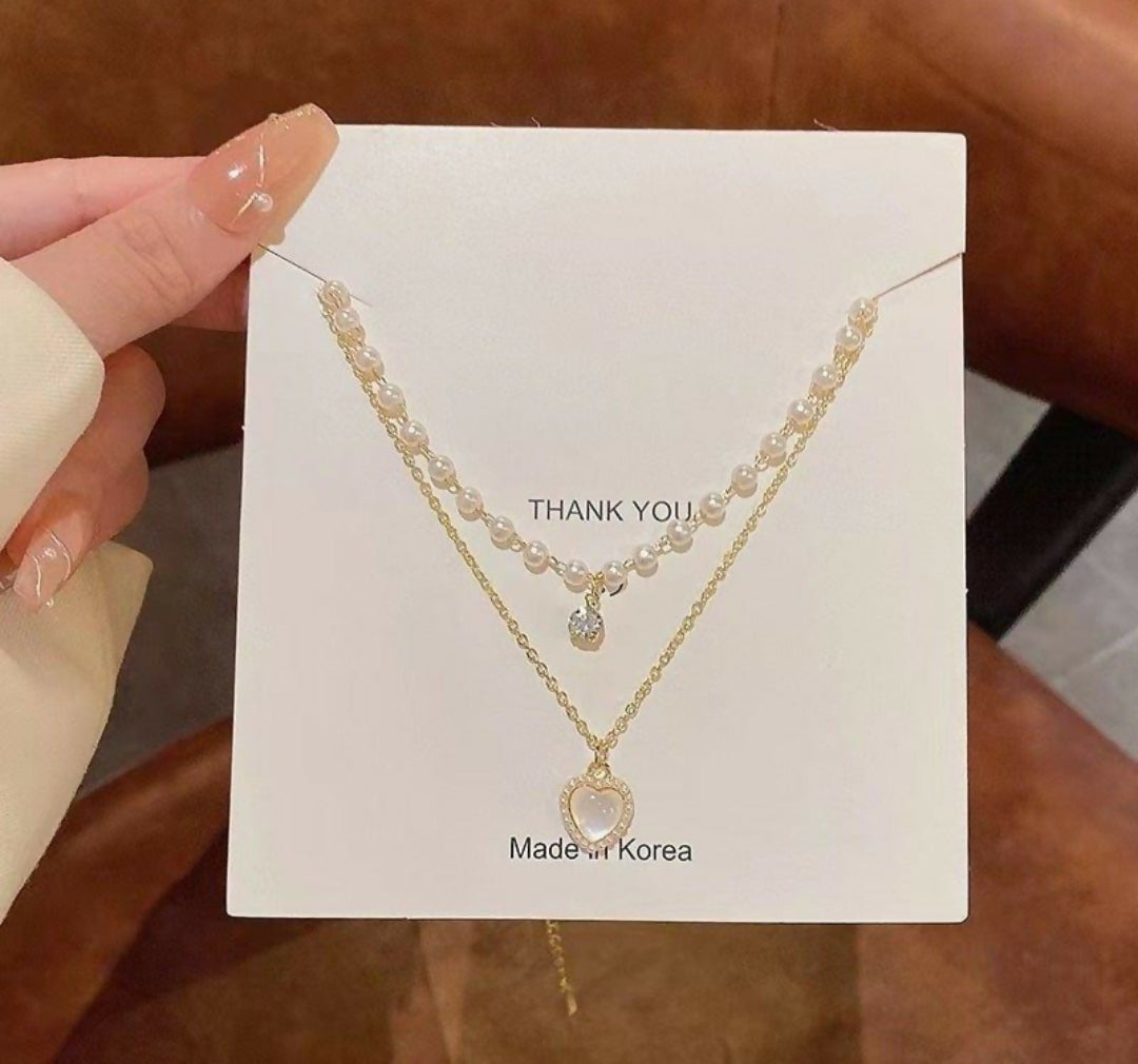 Heart Pearl Layered Necklace-224 | Women Jewelry | Necklaces & Pendants | Brand New
