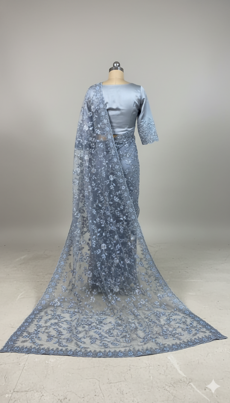 Celeste Mist Saree | Women Sarees | Women Locally Made Formals | Medium | Worn Once