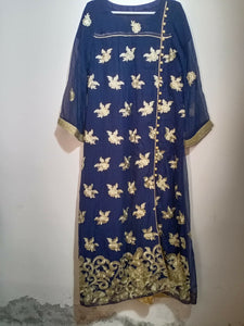 Dark Blue Side Cut Open Frok | Women Locally Made Formals | Large | Worn once