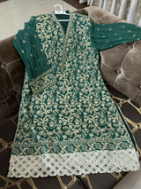Green Embroidered Shirt | Women Locally Made Formals | Large | Worn Once