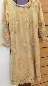 Golden 3 PC Suit | Women Locally Made Formals | Medium | Worn Once