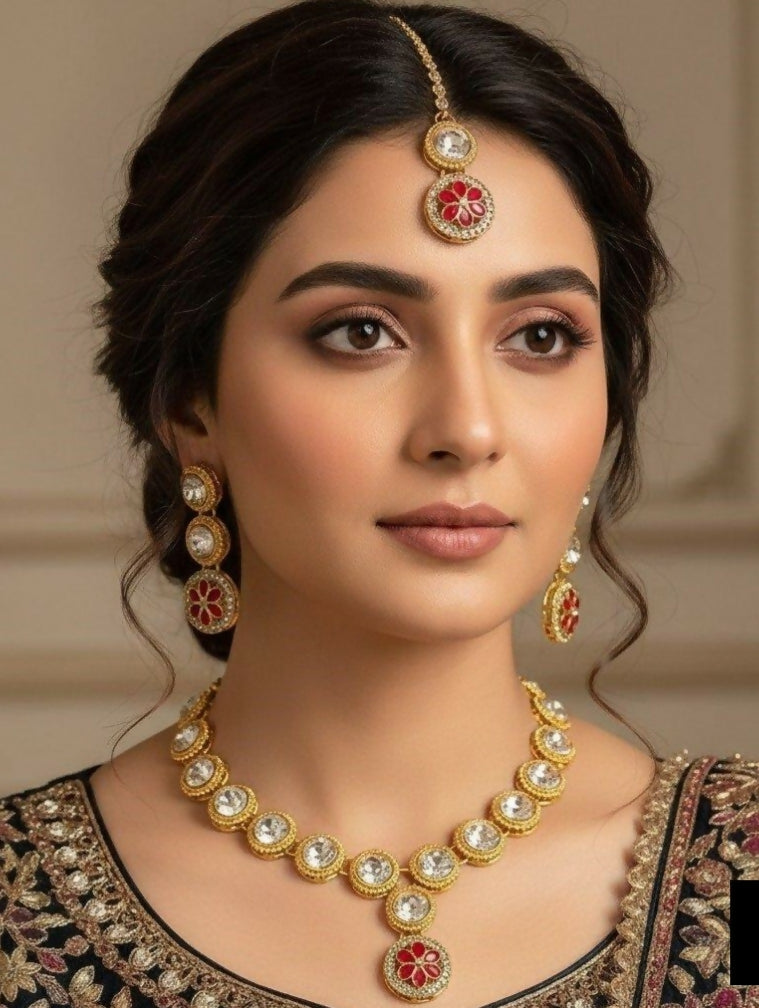 Round flower necklace set-00025 | Women Jewelry | Wedding Jewelry & Sets | New