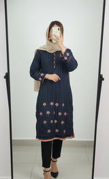 Edenrobe Embroided Shirt / kurta | Women Branded Kurta| Long black Embroided shirt branded| X Large | Preloved