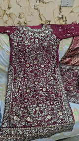 Haseens Officials | Maroon | Bridal Lehnga( Surkhaab) | Women Bridals | Large | Worn Once