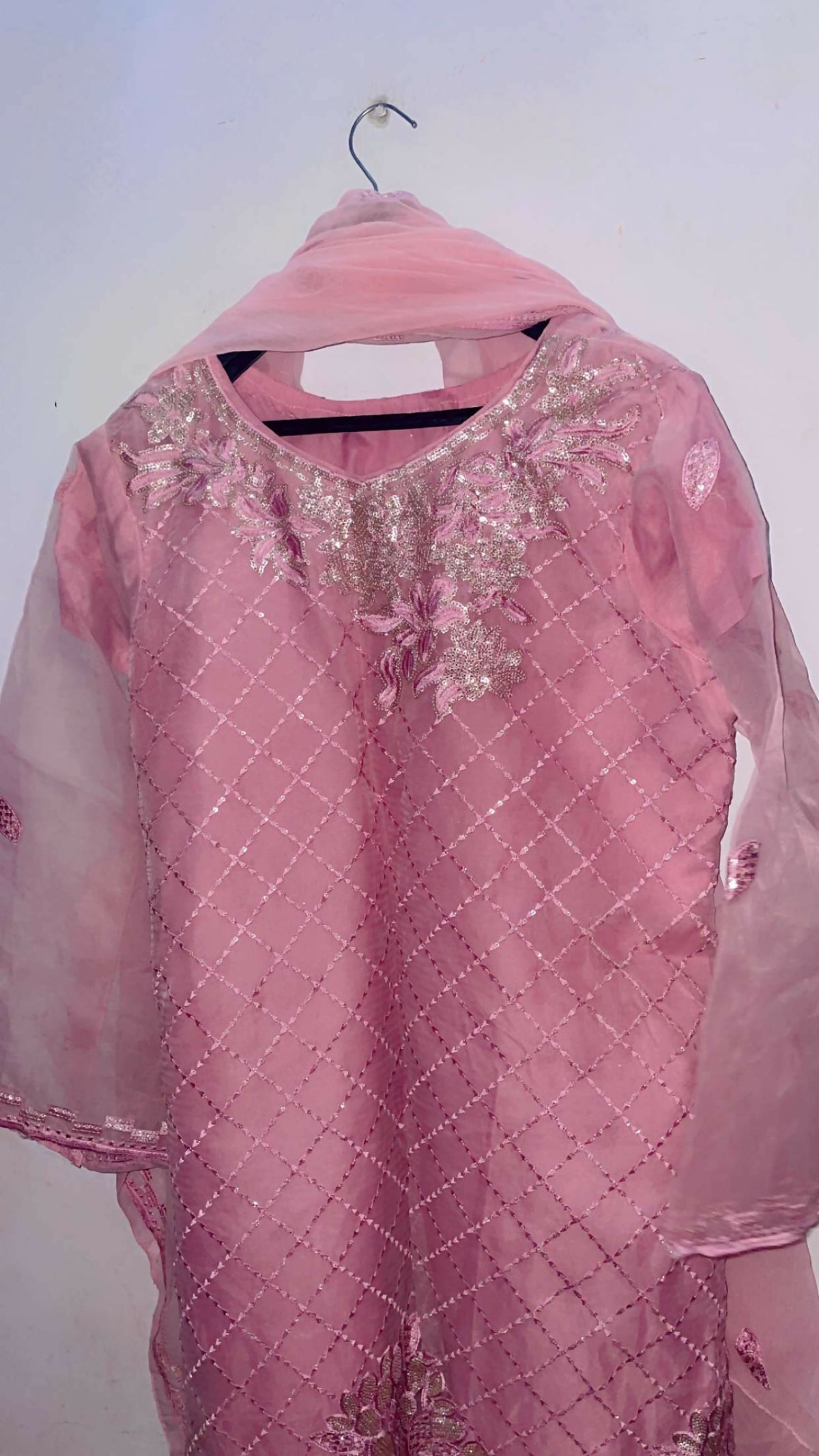 3Pcs Embroided Suit | Women Locally Made Formals | Large | Pink | Preloved