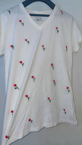 Embroidered T-Shirt | Women Tops & Shirts | White | Medium | New